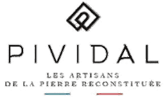 Logo PIVIDAL, les artisans de la pierre reconstituée. Symbole géométrique au-dessus du nom.